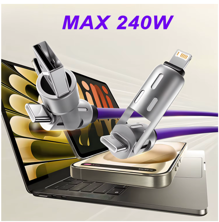 4-IN-1 240w USB Type c  To USB C Cable PD Fast Charger Wire For iPhone 16 Pro Max 15 iPad Xiaomi Samsung Tablet 1M Data Cord